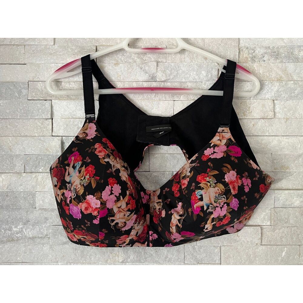 TORRID Pink Black Floral Bra Top   Women's Size 44DD - Picture 3 of 10